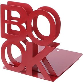 Pair Alphabet Shaped Metal Bookends Iron Support Book Holder Desk Stand Office Student Bookshelf(Blue)