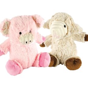 Giftable World 7 Inch Plush Pet Toy Cuddle Pig & Lamb with Squeaker Dog Chew Toy