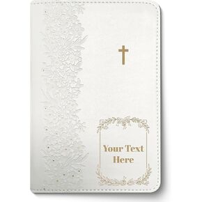 Hope Harbor Personalized Bride's Bible with Custom Text & Design Engraved Cover, KJV, White, King James Version, Red Letter Edition, Comfort Print, Faux Leather
