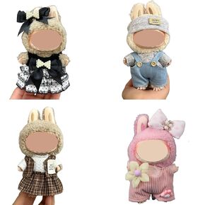 Cloth for Labu, 2025 Upgrade 4 Pack 17cm Doll Clothes Set & Outfit Set for 17cm Dolls - Premium Fashion Dresses with Accessories, Luxury Chic Doll Clothing & Style Bundle,Clothes Only (Labubu Set 04)