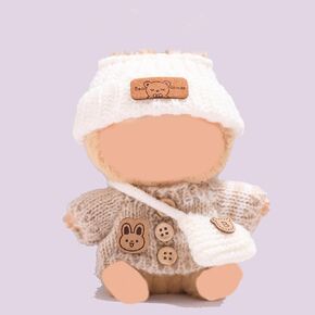 17cm Doll Clothes Set,Clothe for 17cm Dolls,6.7 Inches Doll Outfit,Handcrafted Crochet 3-Piece Set, Premium Doll Outfits with Accessories, Stylish Clothes for Doll (Beige)