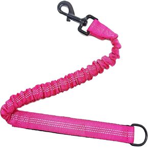 Bungee Dog Leash Extender, 21" Shock Absorbing Leash Extension with Traffic Handle for Dogs, Works with Any Lead, Reflective & 6 Colors- Pink