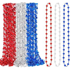 100pcs قلادة في 4 يوليو ، حبة يوم الاستقلال ، حبة حمراء اللون الأبيض الأزرق النجمة الرابع من يوليو ، قلادة ، قلادة كبيرة لميموريال يوم المحاربين القدامى المسيرات الوطنية