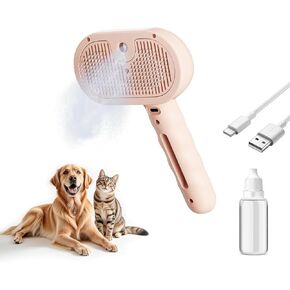 Pet Steam Brush for Dog and Cat，3 in 1 Spray Hair Removal Comb，Steam for Shedding & Grooming，Water Brush for Long and Short Haired Pets Remove Tangled Loose Hairs (Green)