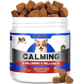 Calming Chews for Dogs - Dog Anxiety Relief,Dog Calming Treats, 100% Golden Ratio of Natural Ingredients Dog Calming Chews, Aid with Separation Barking,Vet Visits, Thunderstorms, 7 oz 90 Count