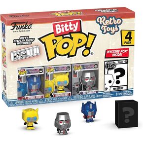 Funko Bitty POP Retro Toys - Transformers, 4-Pack​ and A Surprise Mystery Mini Figure - 0.9 Inch (2.2 Cm) - Transformers Classic Collectable - Stackable Display Shelf Included - Gift Idea