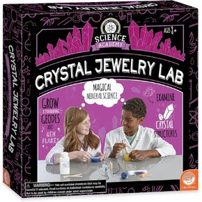 MindWare Science Academy Crystal Jewelry lab - Kids & Teens Grow 1 Crystal Ring and 2 Necklaces with Our 18pc Set - Wild & Weird Experiments for Boys & Girls - Great Educational Gift