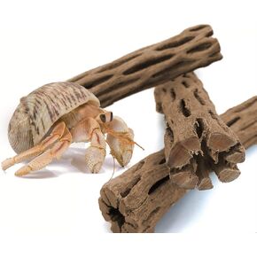 SunGrow Hermit Crab Woods, Climbing Logs, Chews, Keep Hermies Busy and Active, Long Dried Aquarium Décor Adds Raw Beauty, 3 Pcs