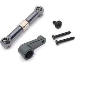 Compatible with 144010 144001 144002 124017 124016 124018 124019 RC Car Modification Parts, Metal Steering Gear Lever & Steering Gear Arm(Dark Grey)