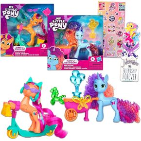 My Little Pony Toy Figures Set for Girls - Bundle with 2 MLP Dolls Misty Brightdawn and Sunny Starscout with Accessories, Stickers, More | My Little Pony Figurine for Kids