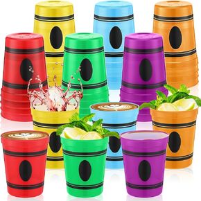24 Pcs Crayon Party Supplies 16 oz Plastic Cups Bulk Back to School Crayon Rainbow Reusable Drinking Cups for First Day of School Preschool Classroom Birthday Teacher Gift(Colorful)