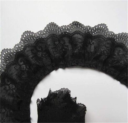 5 Yard 3-Layer Pleated Organza Lace Edge Gathered Mesh Chiffon Trim Ribbon 65mm Width Vintage Style Edging Trimmings Fabric Embroidered Applique Sewing Craft Wedding Bridal Dress Party Decor (Red) in Saudi Arabia