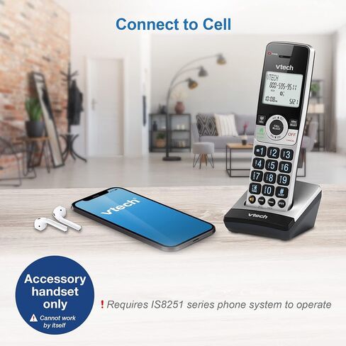 VTech IS8251-4 Business Grade 4-Handset Expandable Cordless Phone for Home Office, 5" Color Display, Programmable Short Cut Keys, Smart Call Blocking, Answering System,Bluetooth Connect to Cell in Saudi Arabia