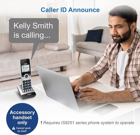 VTech IS8251-4 Business Grade 4-Handset Expandable Cordless Phone for Home Office, 5" Color Display, Programmable Short Cut Keys, Smart Call Blocking, Answering System,Bluetooth Connect to Cell in Saudi Arabia