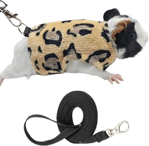 Small Animals Harness Warm Hamster Clothes Guinea Pig Harness and Leash Set Small Pets Outfits for Mouse Rats Hedgehog Squirrel and Small Breeds (Leopard Print) in Saudi Arabia