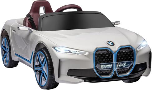 Aosom Electric Car for Kids, 12V Licensed BMW i4 Ride on Car with 2.4G Remote Control, Suspension System, Horn Honking, Music, Lights for Boys and Girls, White in Saudi Arabia
