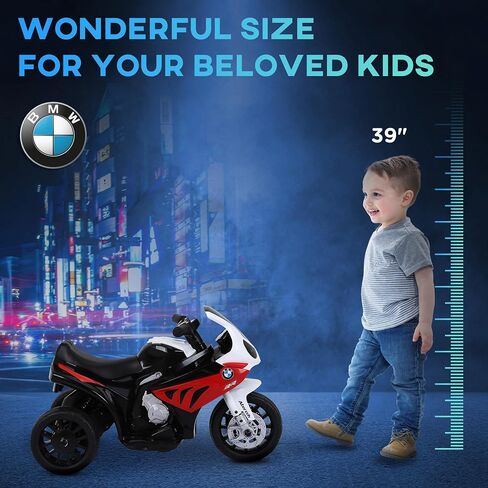 AOSOM 6V Kids Motorcycle BMW المرخصة ، دراجة نارية صغيرة مع المصباح ، الموسيقى ، دراجة نارية كهربائية 3 عجلات للأطفال ، هدية للبنين والبنات ، الأسود in Saudi Arabia