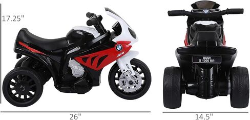 AOSOM 6V Kids Motorcycle BMW المرخصة ، دراجة نارية صغيرة مع المصباح ، الموسيقى ، دراجة نارية كهربائية 3 عجلات للأطفال ، هدية للبنين والبنات ، الأسود in Saudi Arabia