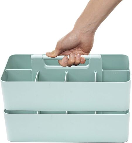 2 PACK - Portable DIY 8 Dividers Durable Plastic Tote Basket Bin Tool & Supply Cleaning Caddy with Handle Made In USA (Mint) in Kuwait