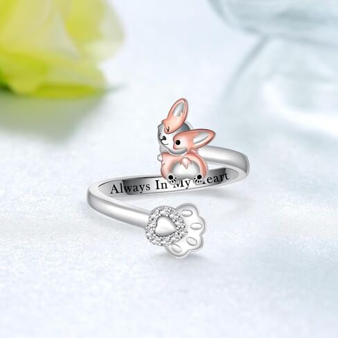 Feijiesi Pug Ring 925 Sterling Silver Cute Pug Adjustable Ring Dog Pug Jewelry Gifts for Women Girls in Saudi Arabia