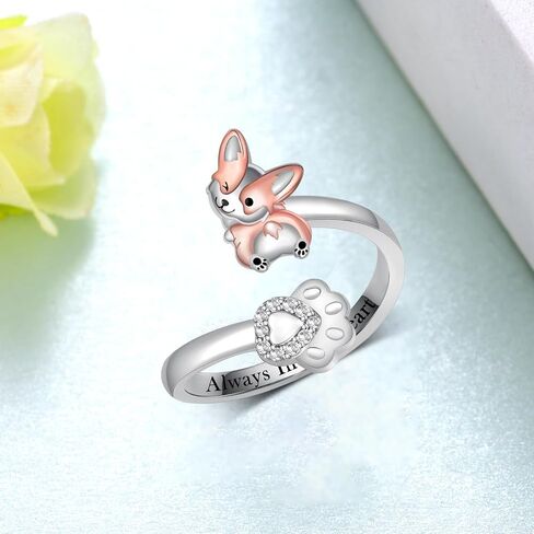 Feijiesi Pug Ring 925 Sterling Silver Cute Pug Adjustable Ring Dog Pug Jewelry Gifts for Women Girls in Saudi Arabia
