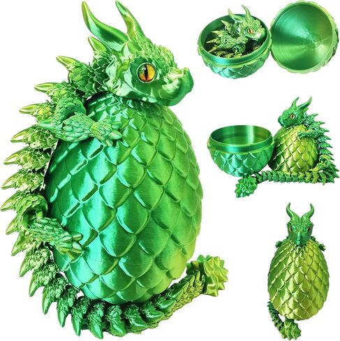 3D Printed Dragon Eggs with Dragon Inside, Large Articulated Dragon Toys with Eyes, Animal Fidget Toy Easter Surprise Eggs Home Decor Executive Desk Toy, Easter Gift for Kids (Red+Blue+Green) in Saudi Arabia