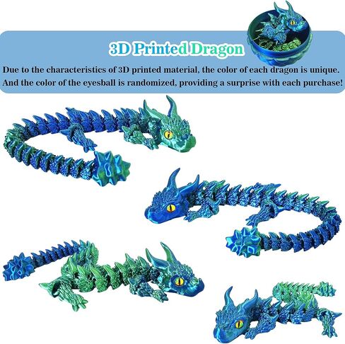 3D Printed Dragon Eggs with Dragon Inside, Large Articulated Dragon Toys with Eyes, Animal Fidget Toy Easter Surprise Eggs Home Decor Executive Desk Toy, Easter Gift for Kids (Red+Blue+Green) in Kuwait