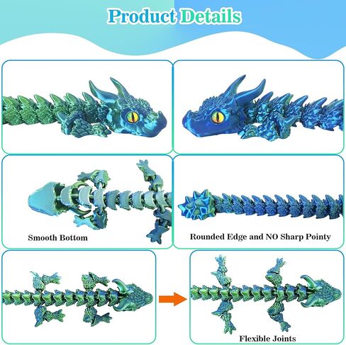 3D Printed Dragon Eggs with Dragon Inside, Large Articulated Dragon Toys with Eyes, Animal Fidget Toy Easter Surprise Eggs Home Decor Executive Desk Toy, Easter Gift for Kids (Red+Blue+Green) in Kuwait