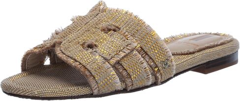 Sam Edelman Women's Bay Flat Sandal, Gold Quartz Fray, 7.5 in Saudi Arabia