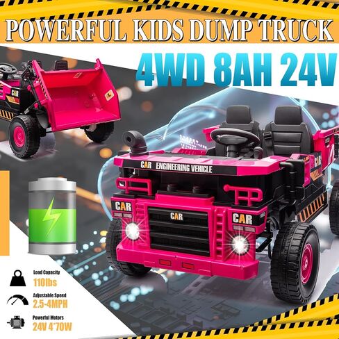 Postack 24V 8ah Ride On Tor for Toddlers ، 4WD Power 4 Ride Electric Ride on Dump Truck ، اثنين in Kuwait