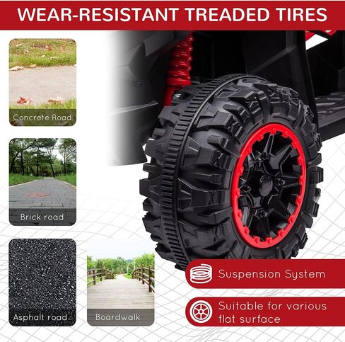 AOSOM 12V Kids ATV Quad Car مع وظيفة Forward & Backward ، Four Wheeler للأطفال مع عجلات مقاومة للارتداء ، والموسيقى ، والركوب الكهربائية على ATV للأطفال الصغار الذين تتراوح أعمارهم بين 3 سنوات ، باللون الأحمر in Saudi Arabia