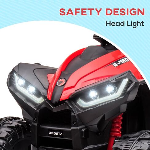 AOSOM 12V Kids ATV Quad Car مع وظيفة Forward & Backward ، Four Wheeler للأطفال مع عجلات مقاومة للارتداء ، والموسيقى ، والركوب الكهربائية على ATV للأطفال الصغار الذين تتراوح أعمارهم بين 3 سنوات ، باللون الأحمر in Saudi Arabia