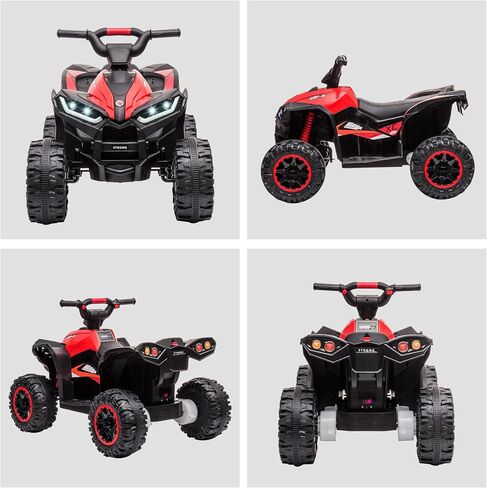 AOSOM 12V Kids ATV Quad Car مع وظيفة Forward & Backward ، Four Wheeler للأطفال مع عجلات مقاومة للارتداء ، والموسيقى ، والركوب الكهربائية على ATV للأطفال الصغار الذين تتراوح أعمارهم بين 3 سنوات ، باللون الأحمر in Saudi Arabia
