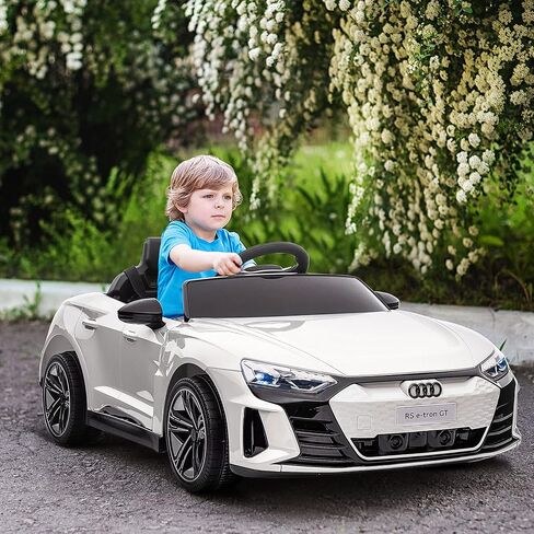 Aosom Kids Ride On Car ، 12V مرخصة من Audi RS E-Tron GT 3.1 ميل في الساعة للسيارات الكهربائية للأطفال ، لعبة ركوب للأولاد والبنات مع التحكم عن بعد ، 4 عجلات مع تعليق ، قرن ، الموسيقى ، الأضواء in Kuwait