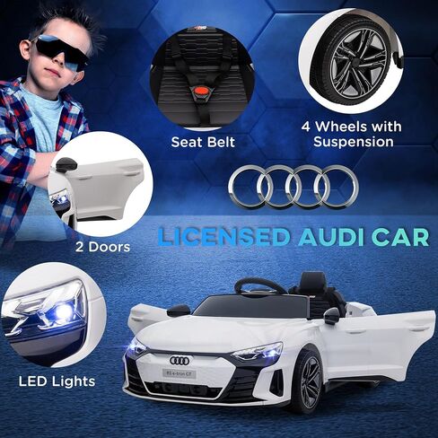 Aosom Kids Ride On Car ، 12V مرخصة من Audi RS E-Tron GT 3.1 ميل في الساعة للسيارات الكهربائية للأطفال ، لعبة ركوب للأولاد والبنات مع التحكم عن بعد ، 4 عجلات مع تعليق ، قرن ، الموسيقى ، الأضواء in Kuwait