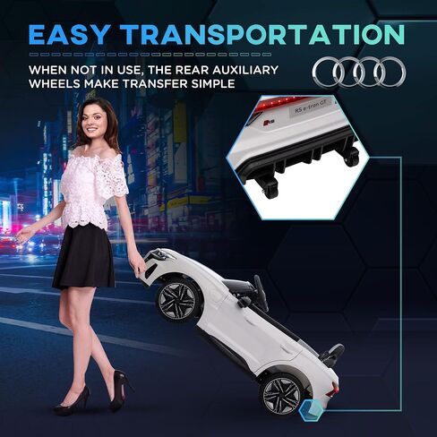 Aosom Kids Ride On Car ، 12V مرخصة من Audi RS E-Tron GT 3.1 ميل في الساعة للسيارات الكهربائية للأطفال ، لعبة ركوب للأولاد والبنات مع التحكم عن بعد ، 4 عجلات مع تعليق ، قرن ، الموسيقى ، الأضواء in Kuwait
