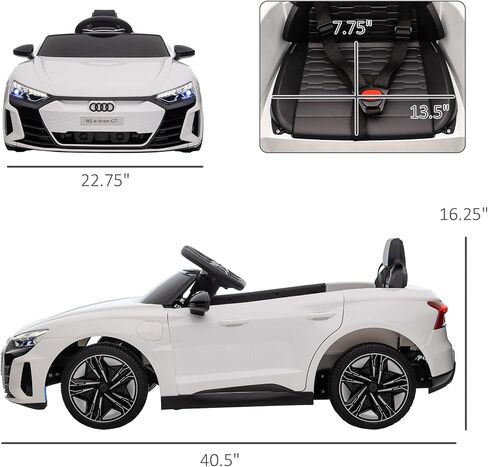 Aosom Kids Ride On Car ، 12V مرخصة من Audi RS E-Tron GT 3.1 ميل في الساعة للسيارات الكهربائية للأطفال ، لعبة ركوب للأولاد والبنات مع التحكم عن بعد ، 4 عجلات مع تعليق ، قرن ، الموسيقى ، الأضواء in Kuwait