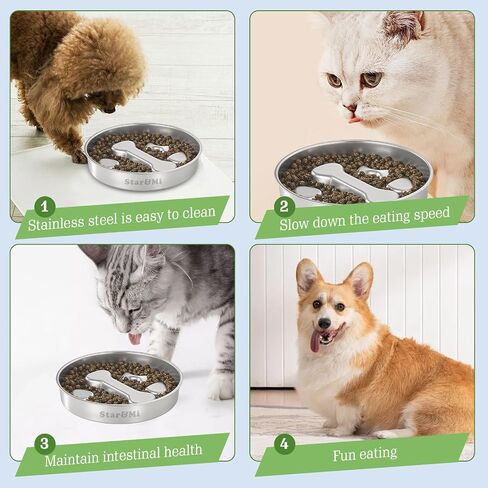 Stainless Steel Slow Feeder Dog Bowls – Non-Slip Metal Dog Bowl for Large & Medium Breeds, Puppy Puzzle Feeder – 2 Cup Capacity for Small to Big Pets – Durable Slow Feed Dog & Cat Food Dish in Kuwait