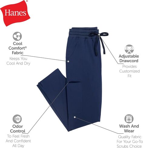 Hanes Comfort Fit Pants, Moisture-Wicking Healthcare Scrubs for Women, 3 Pockets in Saudi Arabia