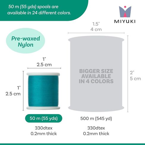 Miyuki Beading Thread-سلسلة نايلون مسبقة مع مشاريع الخيط ، 50 مترًا/55 ياردة ، اللون الأسود ، قطرها .2 مم ، مصنوع في اليابان in Kuwait