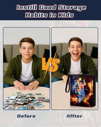 for 9 Pocket Trading Card Binder for 900 Cards - Large Capacity Card Collection Album Folder Double Sided Pocket with Zipper Basketball Design for Men Boys Teens for Sports Cards Game Cards in Kuwait