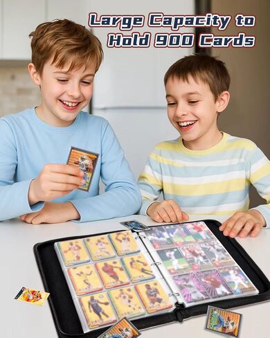 for 9 Pocket Trading Card Binder for 900 Cards - Large Capacity Card Collection Album Folder Double Sided Pocket with Zipper Basketball Design for Men Boys Teens for Sports Cards Game Cards in Kuwait