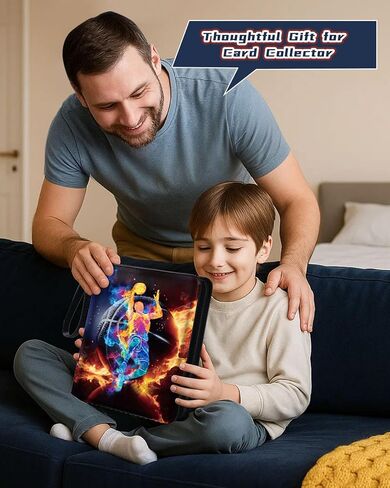 for 9 Pocket Trading Card Binder for 900 Cards - Large Capacity Card Collection Album Folder Double Sided Pocket with Zipper Basketball Design for Men Boys Teens for Sports Cards Game Cards in Kuwait