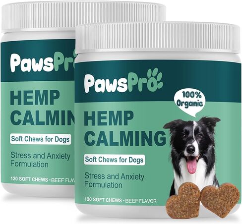 2-Jar Hemp Calming Chews for Dogs - Duck Flavor | 240 Count - Dog Calming Treats and Bites with Hemp Oil - Large, Small & Puppy - Storm Anxiety, Sleep, Relaxing, Separation Aid, Stress Relief in Saudi Arabia