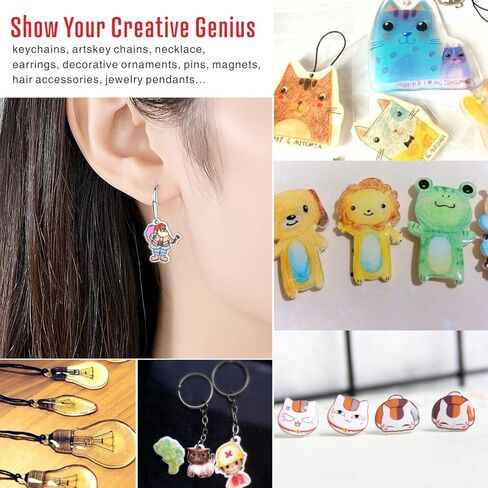 مجموعة سلسلة مفاتيح من البلاستيك المنكمش بالحرارة من بافيل، 206 قطعة من مجموعات الأوراق المنكمشة للانكماش، بما في ذلك 20 قطعة من أوراق الورق المنكمشة، وإكسسوارات سلاسل المفاتيح، ثقب للحرف اليدوية وحلي سلاسل المفاتيح in Kuwait