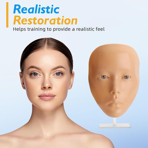Silicone Makeup Practice 5D Face Board, Reusable Beginners to practice eyesmakeup Face Eyes Silicone False Cosmetologist,Real Person Training Model in Saudi Arabia