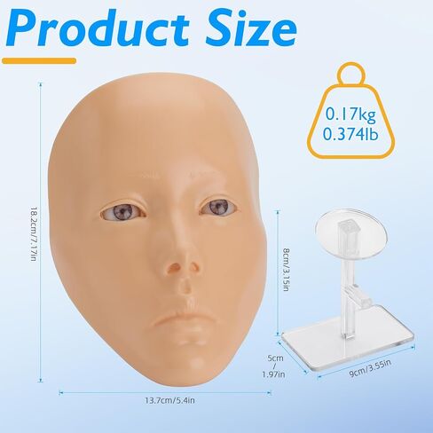 Silicone Makeup Practice 5D Face Board, Reusable Beginners to practice eyesmakeup Face Eyes Silicone False Cosmetologist,Real Person Training Model in Saudi Arabia