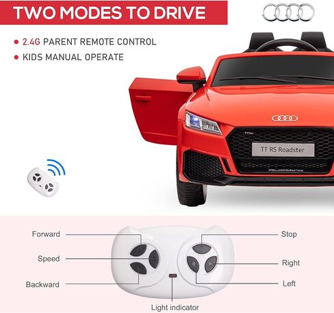 AOSOM 6V Kids Ride Electric Ride On Car ، Audi TT RS المرخصة مع نظام التعليق والتحكم عن بعد ، القرن ، 5 أغاني ، أضواء ، مشغل mp3 - أسود in Saudi Arabia