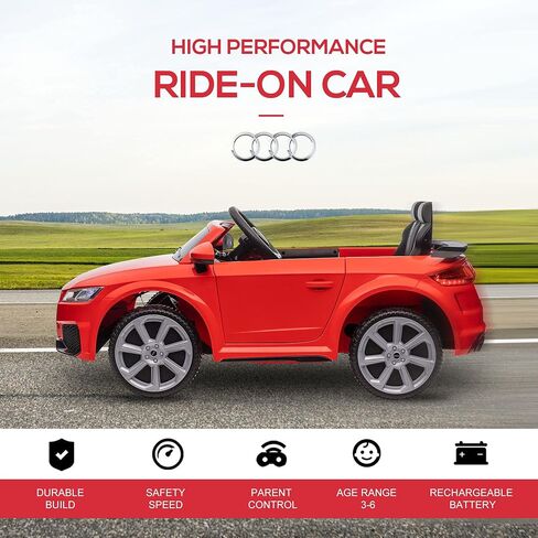AOSOM 6V Kids Ride Electric Ride On Car ، Audi TT RS المرخصة مع نظام التعليق والتحكم عن بعد ، القرن ، 5 أغاني ، أضواء ، مشغل mp3 - أسود in Saudi Arabia