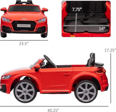 AOSOM 6V Kids Ride Electric Ride On Car ، Audi TT RS المرخصة مع نظام التعليق والتحكم عن بعد ، القرن ، 5 أغاني ، أضواء ، مشغل mp3 - أسود in Saudi Arabia